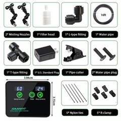 Reptile Mister Automatic Misting System with 360° Adjustable Nozzles, USB P