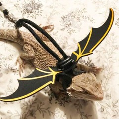 1pc Reptile Lizard Gecko Bearded Dragon Harness And Leash Adjustable Strap Black