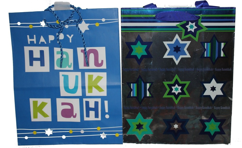Set of 4, Hallmark, Tree of Life, Hanukkah Gift Bags, 2 designs, 9.5″ x 8″ x 4″