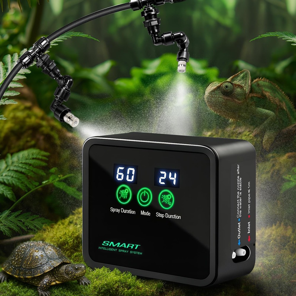 Reptile Mister Automatic Misting System with 360° Adjustable Nozzles, USB P