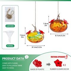 Set of 2 Hummingbird Feeders for Outdoors with 2 Flower Feeding Ports Color-2