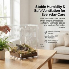 Acrylic Tarantula Enclosure 8x8x12 – Front Opening Terrarium with Lock, Ventilat