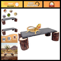 Reptile Basking Platform & Slate Rocks – Hides for Bearded Dragons, Geckos, Tort