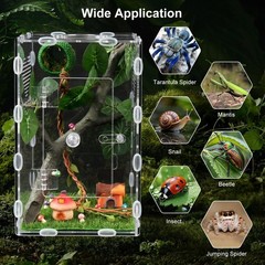 Jumping Spider Enclosure,6x6x10 in Spider Enclosure Easy Assembly with DIY Ju…