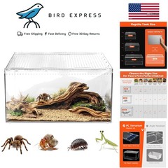 Escape-Proof Polycarbonate Reptile Terrarium with Magnetic Lid 360° View – Large