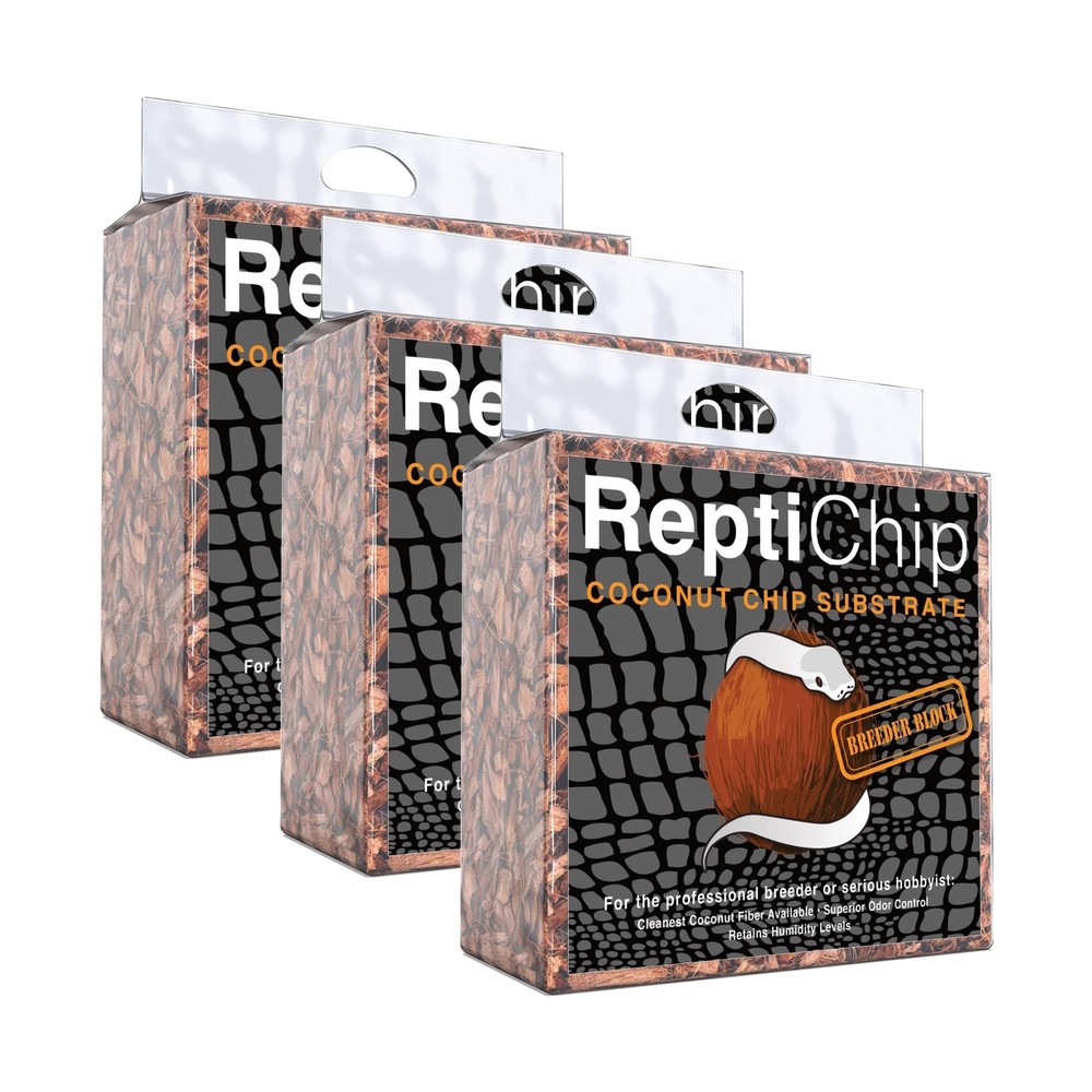 ReptiChip Compressed Coconut Chip 3 Pack of 72 Quart Coco Husk Reptile Substr…