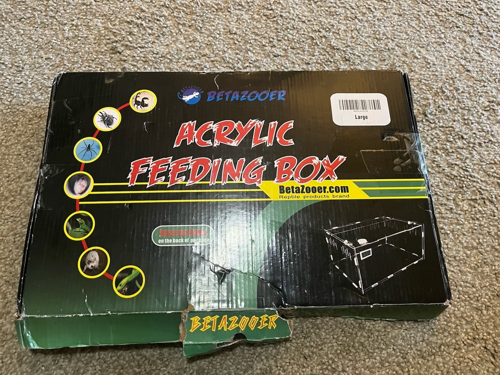 Large Betazooer Acrylic Feeding Box – Reptile Breeding Terrarium Tank – Open Box