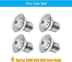 Reptile Heat Lamp Turtle Heating Light 4PCS 50W UVA UVB Heat Bulb Simulated S…