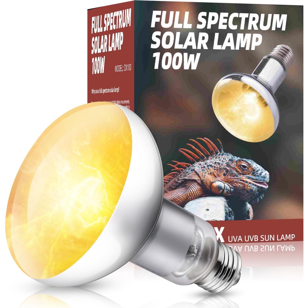 100W Reptile Heat Lamp Bulb Full Spectrum UVA UVB, Sun Lamp Basking Light for…
