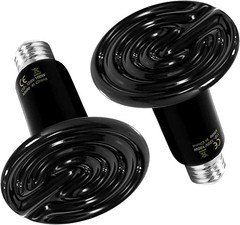 Reptile Heat Lamp 100w 2-pack Ceramic Heat Emitter, No Light Emitting Heat Bulbs