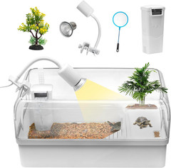 Kit habitat tortuga acuatica acuario inicio luz filtro drenaje plantas refugio