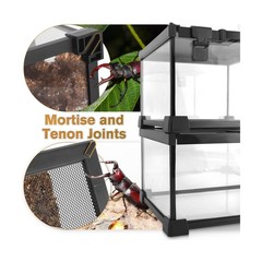 Mini Reptile Glass Terrarium Vivarium 8” x 8” x 6” Full View Tan… Fast Ship