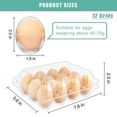 SINLUCESCE 100 Packs Egg Cartons Cheap Bulk，Plastic for 12 Eggs, Clear Eg