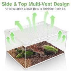 Reptile Terrarium Enclosure 8″x6″x4″ Acrylic Tarantula Breeding Box Magnetic