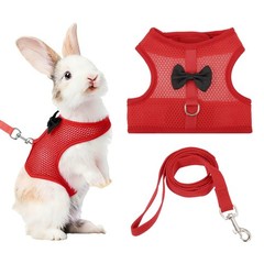 Rabbit Harness and Leash Small Pet Cute Vest Harness Leash L Red