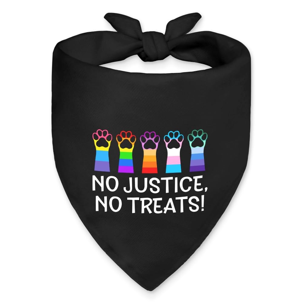No Justice No Treats Funny Pride Dog Bandana, Political Protest Dog Bandana f…