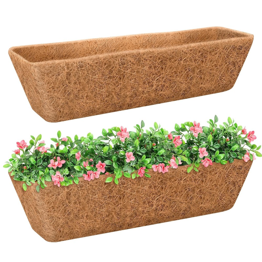 Riare 2 Pack 36 Inch Rectangle Coconut Liners for Planters, Natural Coconut F…
