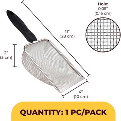 Reptile Sand Scoop, Stainless Steel Sifter for Lizard, Gecko & Snake Habitat,