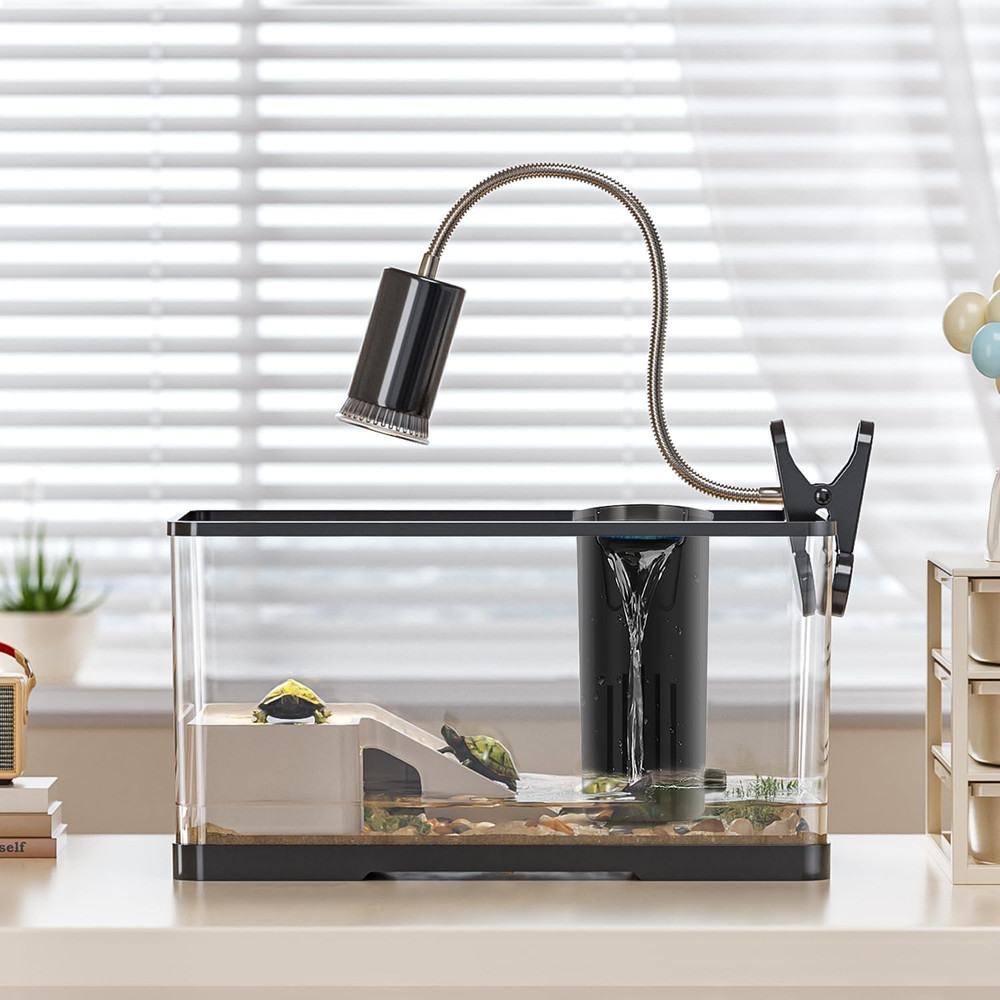 Turtle Tank Kit(Tank+Lamp+Filter+Stones) Acrylic Aquatic Turtle Tank Starter Kit