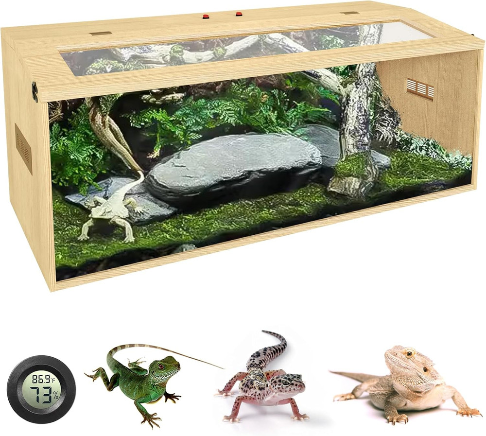 43 Gallon Reptile Terrarium Tank, Large Snake Enclosure, Lizard, Leopard Gecko T