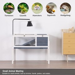 BIRASIL 2 Tier Tortoise Enclosure Wood with Light Stand