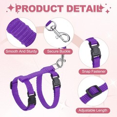 2Pcs Rabbit Harness and Leash Small Animal Harness Purple