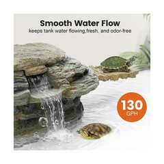 MIXJOY 130GPH Turtle Tank Filter, Ultra-Quiet Turtle Filter with Turtle Baski…