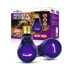 REPTIZOO 2PCS Reptile Night Heat Lamp, 50W Moonlight Heat Bulb Infrared Heati…