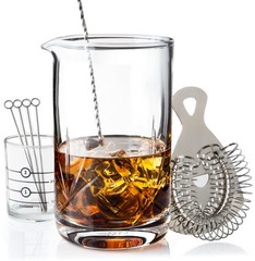 Cork & Mill Cocktail Mixing Glass, Old Fashioned Kit, Large 24 oz Crystal Coc…