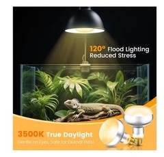 Dual Reptile Lamp Fixture with 100W Daytime Heat & 100W Nighttime