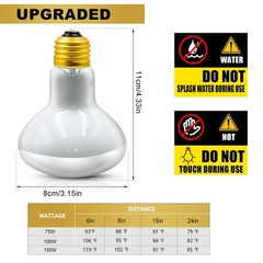 100W Reptile Heat Lamp Bulbs, 2Pack Heat Lamp Bulbs for Reptiles Basking Bulb…