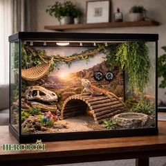 9-Piece Reptile Tank Accessories Set with Plants, Hammock, and Flexible Bridge