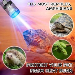 4 Pcs Reptile Heat Lamp Guard with 150W Ceramic Emitter & Mesh Cage – Basking Pr