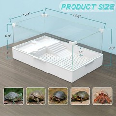 Small Turtle Starter Kit with Integrated Pump, Basking Light, Clear Acrylic 3…