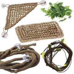5 PCS Bearded Dragon Hammock, Flexible Jungle Climber Reptile Vines Terrarium…