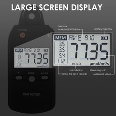 Quantum PAR Meter Full-Spectrum High Precision PPFD Tester for Photosynthetic Ac