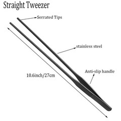 2PCS Aquarium Tweezers Stainless Steel Straight and Curved Tweezers Set Long …