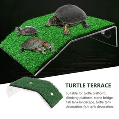 1pc Turtle Drying Platform Simulated Lawn Reptile Tortoise Climbing Ladder
