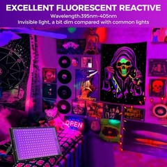 Waygor 200W LED Black Lights for Glow Party IP65 Waterproof UV