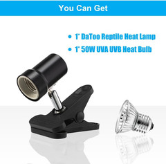 Reptile Heat Lamp Rotatable Turtle Heating Light with 50W UVA UVB Heat Bulb Simu