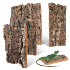 HEALEEP 4Pcs Reptile Bark Climbing Platforms Natural Cork Wood Light Brown