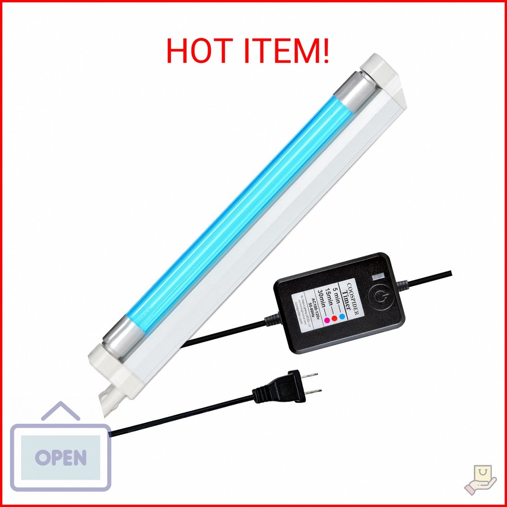 Coospider 6W UV Light Ozone Free,253.7nm Sanitizer Lamp with 3 Time Gear, UVC La