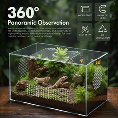 Acrylic Tarantula Enclosure, Jumping Spider Medium (12″×7″×7″), Horizontal