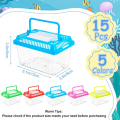 15 Pcs Small Plastic Reptile Carrier, Tarantula Enclosure Snake Breeding Box, Mi