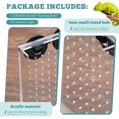 Weysat Reptile Corner Feeder Box Acrylic 4 Suction Cups