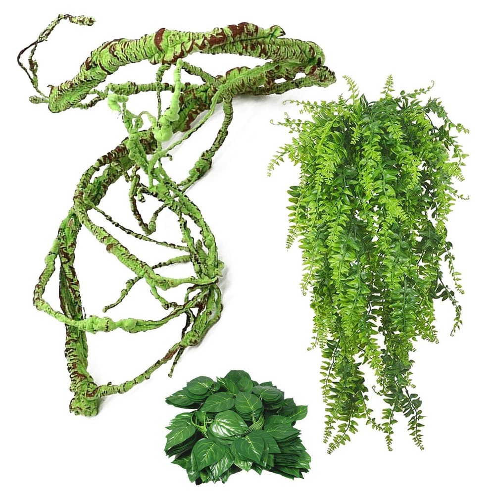 kathson 3 PCS Reptile Vines Plants Flexible Bendable Jungle Climbing Vine Terrar