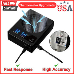 Tank LED Digital Indoor Thermometer Hygrometer Fan Reptile Terrarium Pet Rearing