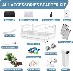 Turtle Tank Kit Tortoise Habitat, Aquarium Tank with Filter, Acrylic XL..