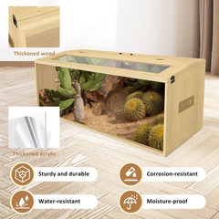 43 Gallon Reptile Terrarium Tank, Large Snake Enclosure, Lizard, Leopard Gecko T