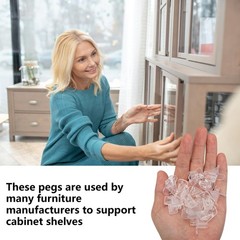 24 Pcs Shelf Holders Pegs-1/4 Inch Clear Plastic Cabinet Shelf Clips-Furnitur…